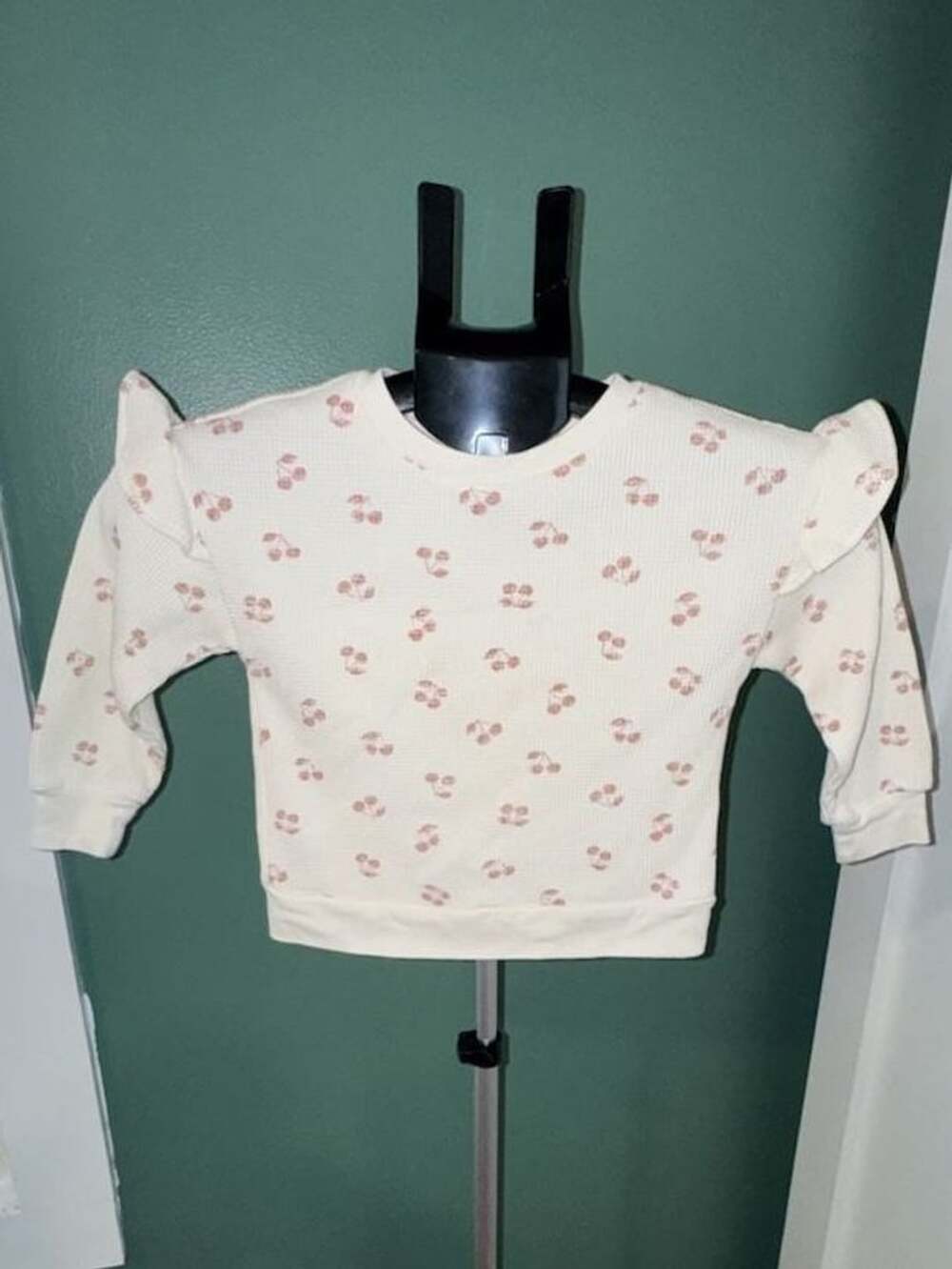Carter's Thermal Pullover Size 3T Cherry Print Ruffle Shoulder